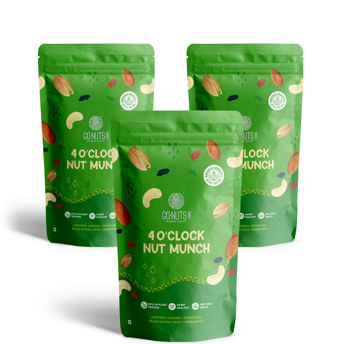 Go Nuts 4 O' Clock Nut Munch Combo Pack 750g - Go Nuts !! Munch Right