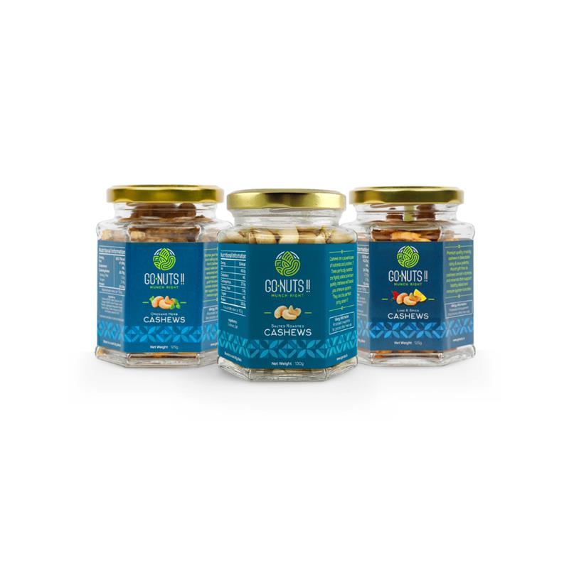 Jain Cashews Combo -Oregano Cashews, Salted Cashews & Lime & Spice Cashews
