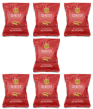 Salted Almonds - Pack of 7 Pouches Go Nuts !! Munch Right