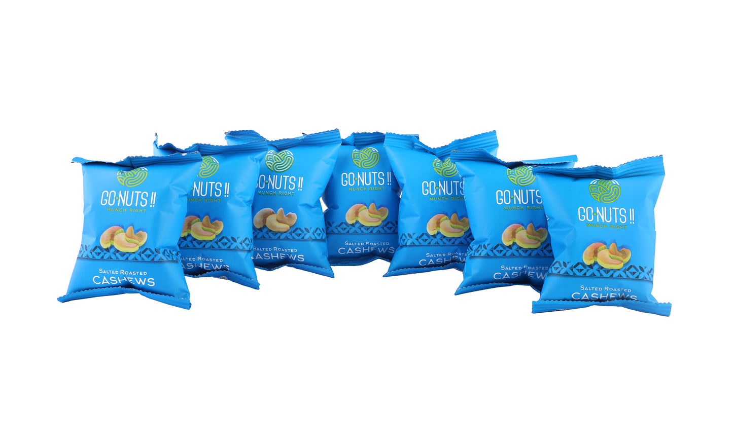 Salted Cashews - Pack of 7 Pouches Go Nuts !! Munch Right