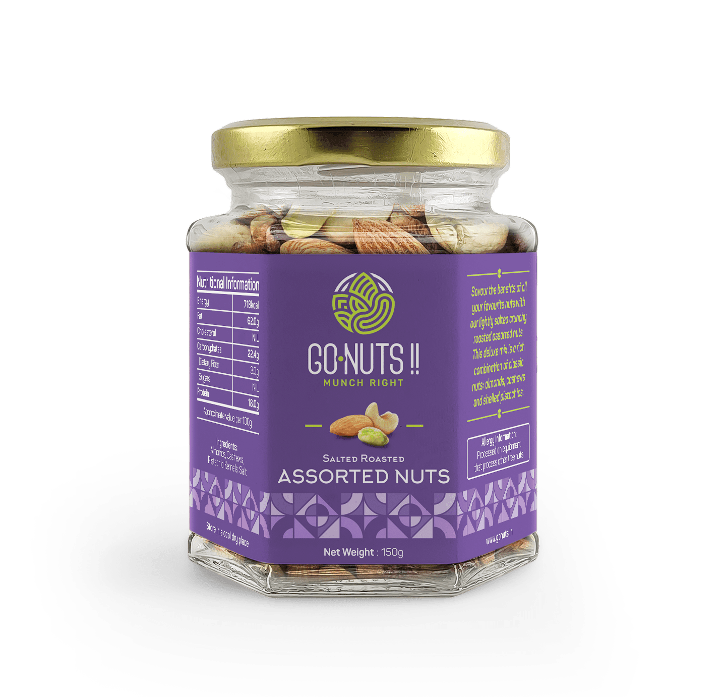 Salted Roasted Assorted Nuts Go Nuts !! Munch Right