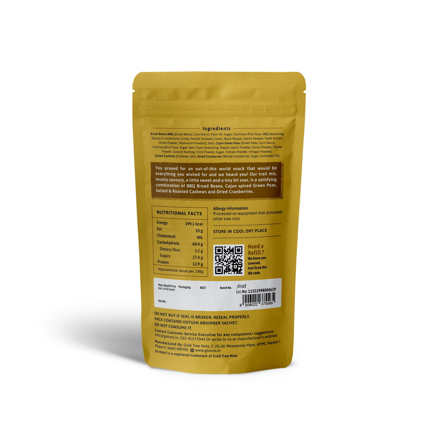 Trail Mix Pouch - 200g Go Nuts !! Munch Right