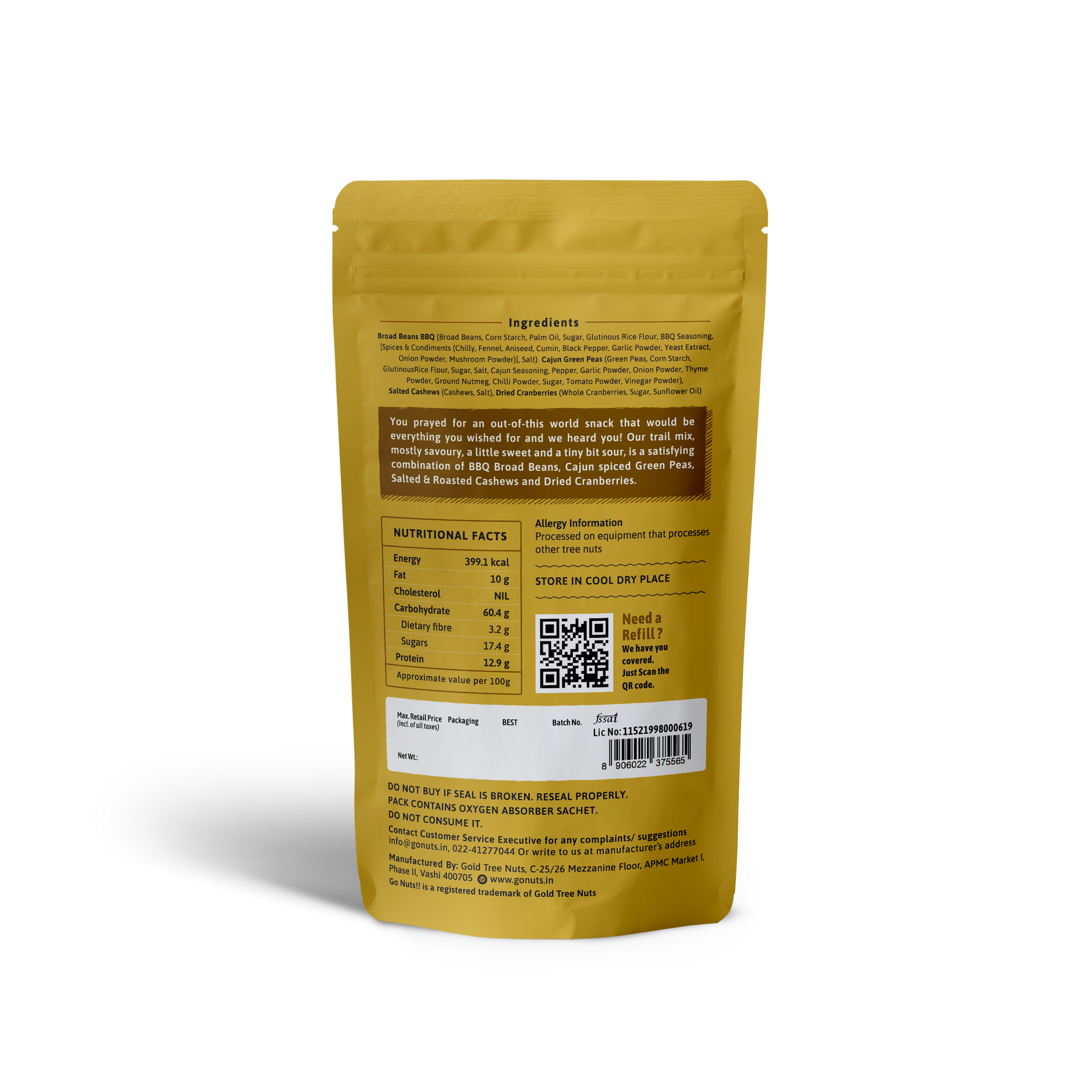 Trail Mix Pouch - 200g Go Nuts !! Munch Right