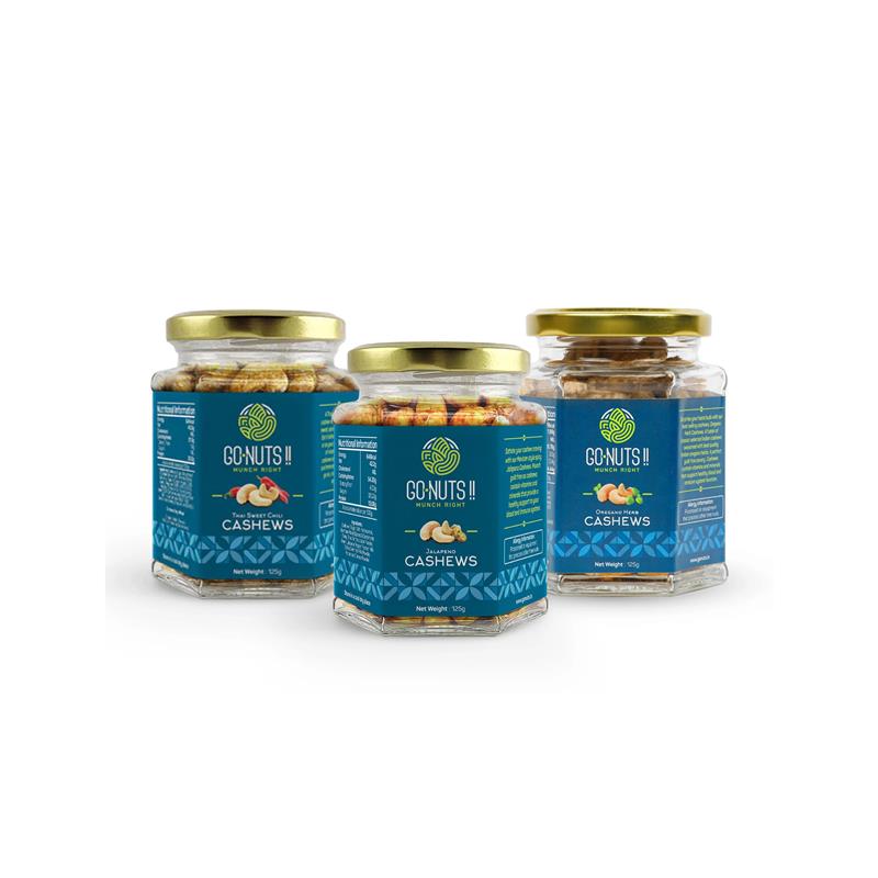 Bestselling Cashews : Thai Sweet Chili Cashews, Jalapeno Cashews, Oregano Cashews